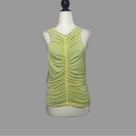 ❤️ L ❤️ NWT Anthro Reversible Ruched Tank Halter Keyhole Back Button - Picture 2 of 9